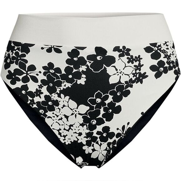 Land's End High Leg Reversible bikini bottom in black egret floral shadow Medium - Picture 2 of 8